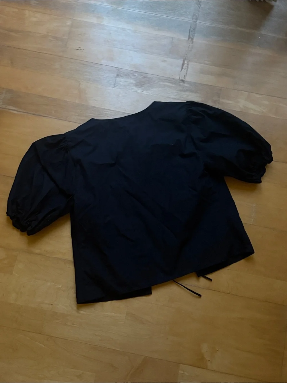 Abercrombie & Fitch Black Tie Front Puff Sleeve Cotton Poplin Top Size XS Summer